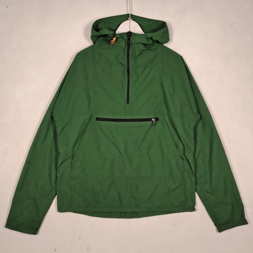 L.L. Bean Green Quarter Zip Anorak Windbreaker Hooded Jacket, M